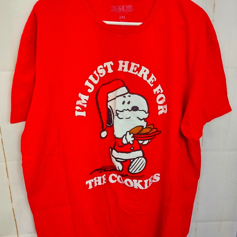 Peanuts snoopy "I'm just here for the cookies" short sleeve shirt size 2XL